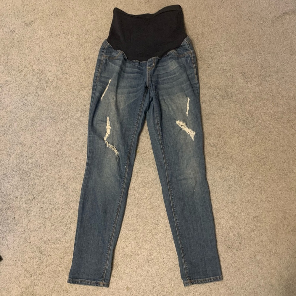1822 Lightly ripped maternity skinny jeans